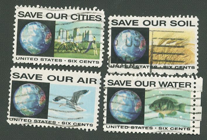 US Scott's # 1410-1413 Save Our Environment - 6 Cent - Used