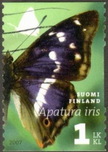 Finland 1296a - Used - 1lk Purple Emperor Butterfly (2007) (cv $2.50)