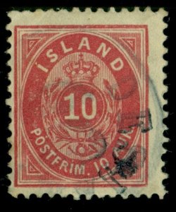 ICELAND CROWN & POSTHORN CANCEL, DESJAM(YRI) on 10aur, light cancel, scarcer