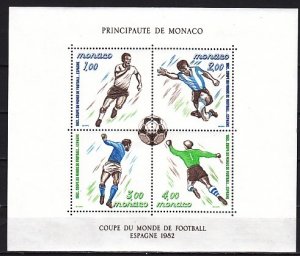 Monaco, Scott cat. 1322. World Cup Soccer s/sheet. ^