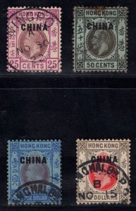 MOMEN: HONG KONG CHINA SG #25-28 1922-27 SCRIPT CA WMK USED £780 LOT #67788*