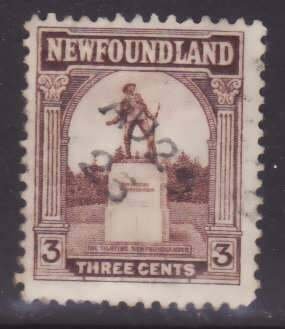 Newfoundland-Sc#133- id21-used 3c War Memorial-dated Ap 29 1923-