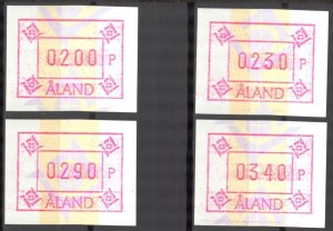 Aland Finland 1993 Franking Labels 4 st. without  Watermarks MNH