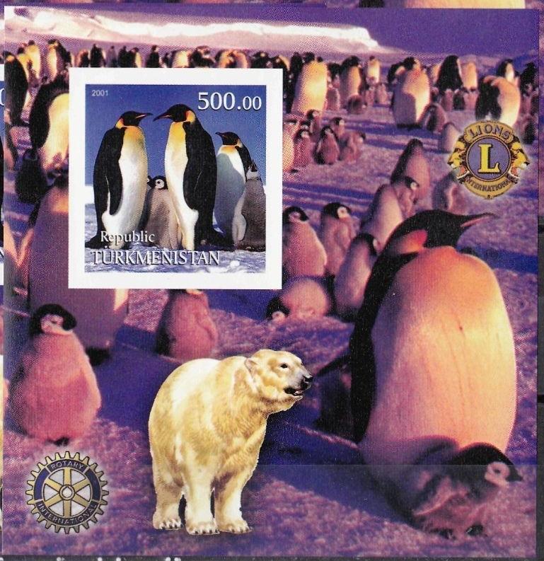 TURKMENISTAN SHEET IMPERF MARINE LIFE PENGUINS POLAR BEARS