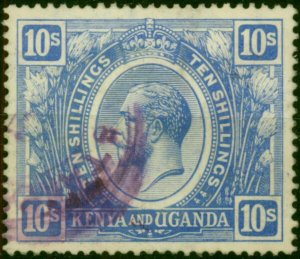 KUT 1922 10s Bright Blue SG94w 'Crown to Right of CA' Fine Used Fiscal Cancel