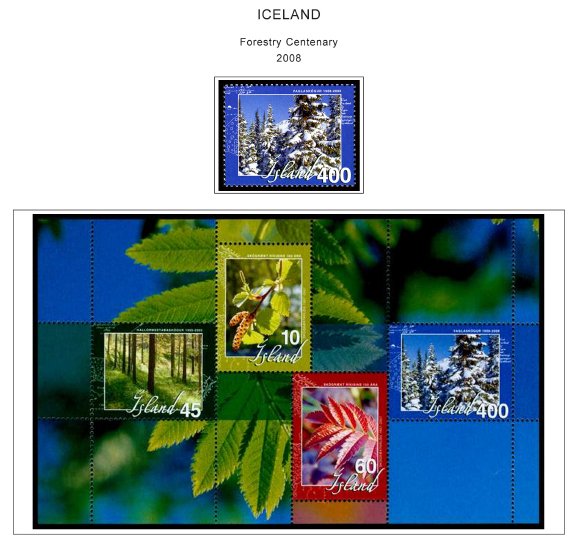 ICELAND STAMP ALBUM PAGES 1873-2011 (159 color illustrated pages)