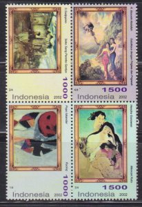 INDONESIA - 2002 PAINTINGS BLOCK 4V SE-TENANT - MNH