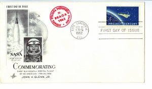 NASA FDC, 1962,US SPACE MISSION PROJECT MERCURY JOHN GLENN FIRST DAY ISSUE COVER