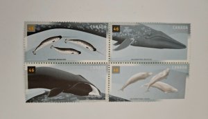 Canada 2000 Whales #1871a MNH Block of 4