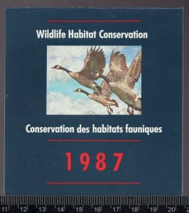 1987 #FWH3 Canada Federal Wildlife Habitat Conservation stamp MNH Cv$25