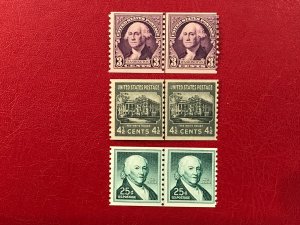 US Sc#721,844,1059a Join Line Coil pair Mint NH OG VF/XF (HS-38)