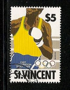 St. Vincent 1988 used Olympics stamp s.c.# is 1119