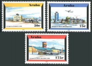 Aruba 212-214, MNH. Airport Views 2002. Dakota, Queen Beatrix 1972,2000 airports