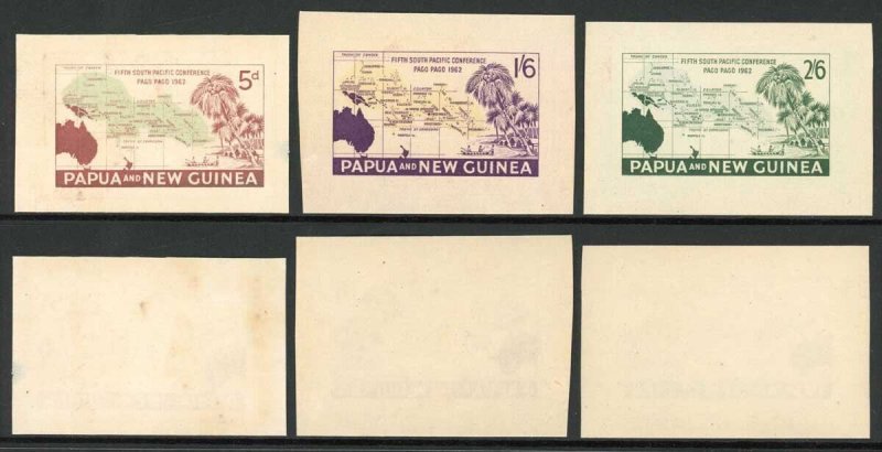 Papua New Guinea SG36/8 1962 South Pacific Conference Imperf PLATE PROOFS