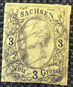 German States, Saxony,1851-52, Frederick Augustus II, #8, used, SCV$25.00