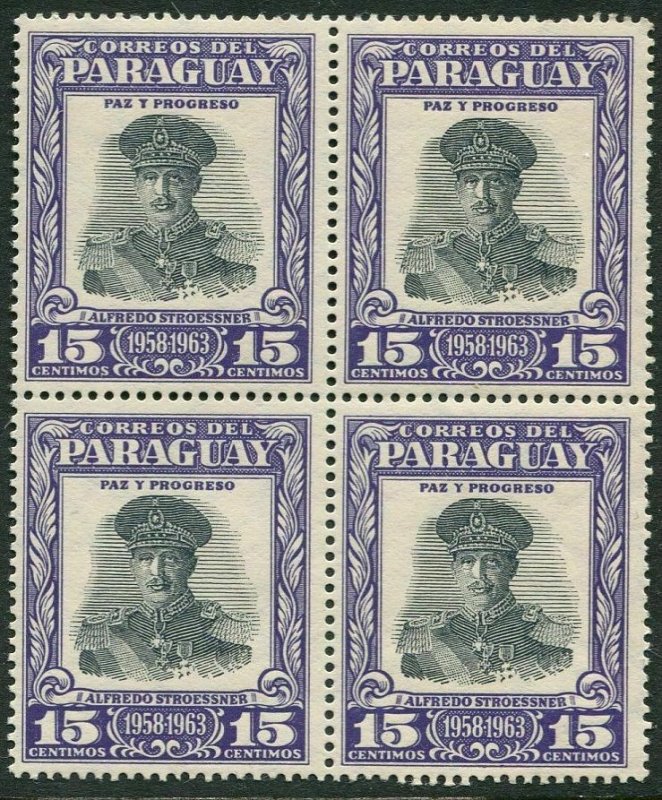Paraguay 538 block/4,MNH.Mi 799. President General Alfredo Stroessner,1958.