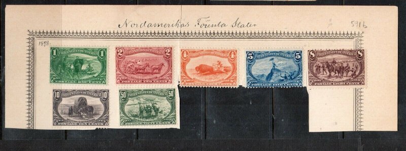 USA #285 - #291 Mint Fine - Very Fine Original Gum Mounted On Original Piece