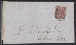 Canada Scott 14 - Jul 1861 Montreal, QC Circular Cover & Enclosure