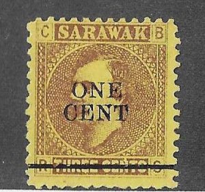 Sarawak  Sc#25 1c on 3c 'N' joined to tablet variety NG FVF