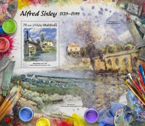 MALDIVES 2017 SHEET ALFRED SISLEY ART PAINTINGS ARTE PINTURAS mld17305b