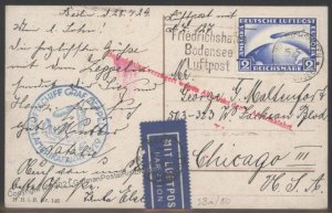 Germany Graf Zeppelin 1929 Amerikafahrt LZ127 Flown Si27A Cover Askansich 103337