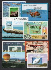 WORLDWIDE AVIATION SET OF 8 S/S MNH