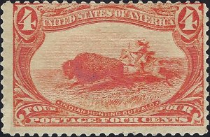 US Scott #287 Mint Light Hinge VF 4 Cent 1898 Trans-Mississippi Expo CV 110.00