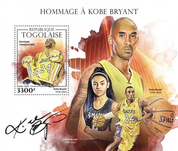 Stamps TOGO / 2020 Kobe Bryant. Blok.