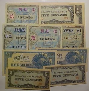 JAPAN CURRENCY IN OCCUPIED TERRITORY X 6 ALSO 4 OCCUPIED