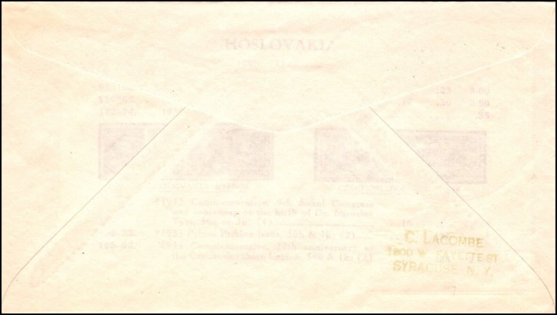 Scott 842 3 Cents Washington WSE / Clifford FDC Typed Address Planty 842-58