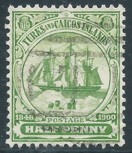 Turks and Caicos Islands, Sc #10, 1/2d Used