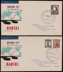 AUSTRALIA 1959 Sydney San Francisco First Flight Covers + intermediates & return