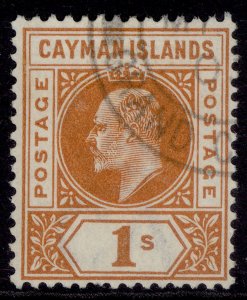 CAYMAN ISLANDS EDVII SG7, 1s orange, FINE USED. Cat £120.