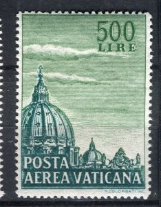 VATICAN; 1950s early Airmail issue fine Mint hinged 500L value