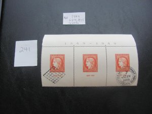 FRANCE 1949 MNH/USED SC 624 STRIP  XF $135 (241) NEW COLLECTION.
