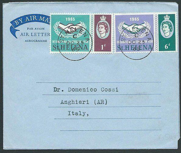 ST HELENA 1965 Formular airletter used to Italy - Anghiari backstamp.......43897