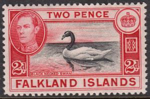 Falkland Islands KGVI 1938 2d Black Carmine-Red SG150 Mint Hinged