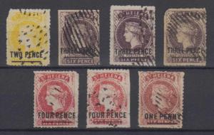 BC SAINT HELENA 1864-73 Sc 13-16 SEVEN SPIRO FORGERIES SHADES USED (CV$422.50) 