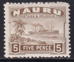 Sc# 24 1924 - 1948 Nauru KGV 5 pence Freighter issue (thin) MLMH CV $4.50