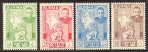 Burma Scott 85,87-89 Unused HOG - 1948 Independence Issue - SCV $2.00