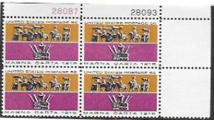 United States #1265  Magna Carta 1215.   MNH Plate Block