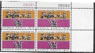 United States #1265  Magna Carta 1215.   MNH Plate Block