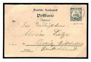 Germany Colonies TOGO *Anecho* 1909 Postcard Stationery {samwells-covers}F165a