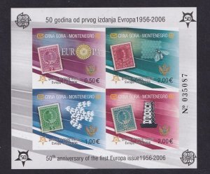 Montenegro   #130  MNH  2006   Europa stamps 50th anniversary sheet Imperf.