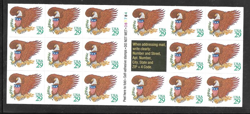 #2596a MNH Complete Booklet Pane Pl#D65784