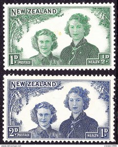 NEW ZEALAND 1944 1d+½d/2d+1d Green, Blue & Buff, Health SG665/6 MH