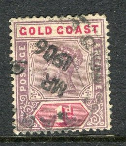 GOLD COAST; 1890s early classic QV Crown CA issue used 1d. value