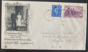 1947 London England First Day Cover FDC  Princess Elizabeth Royal Wedding