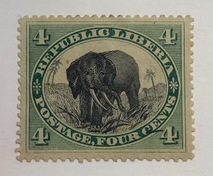 Liberia 1892 Scott 35 used - 4p, African Elephant (Loxodonta africana)