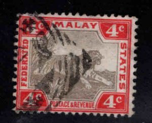 Federated Malay States Scott 28c Scarlet & Gray Brown wmk 3 Tiger  stamp